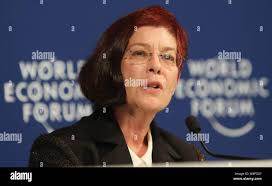 Mitchell Baker, Executive Chairwoman of the Mozilla Foundation and CEO of  Mozilla Corporation, speaks at a press conference for the Annual Meeting of  Stock Photo