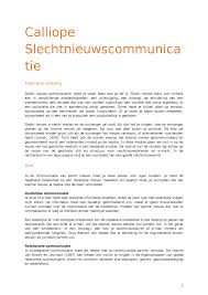 Calliope Slechtnieuwscommunicatie Calliope Slechtnieuwscommunica Tie Algemene Inleiding Slecht Studocu