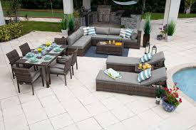 Sorrento 17 Piece Outdoor Patio Furniture Combination Set In Brown Patio Outdoor Patio Outdoor Patio Furniture