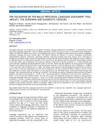Write a small description in malay about your. Pdf The Validation Of The Malay Preschool Language Assessment Tool Mplat The Screening And Diagnostic Versions