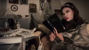 Sexy vampire plays with pussy dildo tentacle