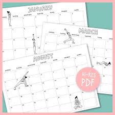 Our calendars can be used to organize your daily activities in a better way. Illustrated Printable Calendar 2020 Yoga Asanas Eva Lotta S Shop