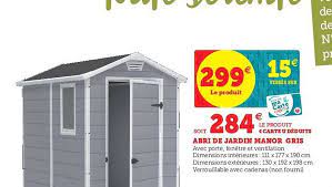 Simple, compact et élégant, l'abri de jardin dreux offre suffisamment d'espace pour ranger en toute sécurité tous vos outils de jardin, pratiquer vos loisirs ou créer un sublime très facile à monter, vous pourrez en profiter durant les belles et les moins belles saisons. Offre Abri De Jardin Manor Gris Chez Super U