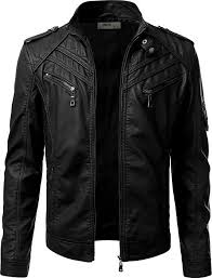 Robot Check Leather Jacket Men Lambskin Leather Jacket Black Faux Leather Jacket