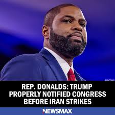 Rep. Byron Donalds defended President Trump's bombing of Iranian nuclear  facilities, telling Newsmax, "What we know is that the president did notify  House leadership, Senate leadership, about what was going to occur."
