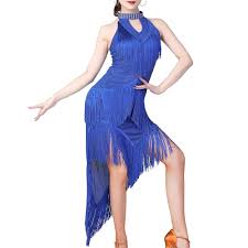 Abito da Ballo Latino per Donna, Vestiti Paillettes con Frange, Senza  Maniche Vestito da Ballo Rumba Salsa Tango Samba Cha Cha, 1920s Vestiti da  Ballo Latino Americano,Blu,M : Amazon.it: Moda