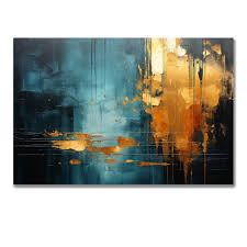 Tablou Canvas-Abstract Gold and Blue Shades – The Print Studio