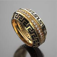 Versace Mens Wedding Ring Wedding Sets Women Rings Custom Etsy Unique Gold Wedding Rings Mens Rings Fashion Mens Silver Rings