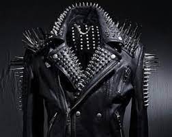 Handmade Men Black Punk Silver Long Spiked Studded Leather Buttons Up Jacket Silver Studs And Spikes Black Leather Made To Orders Studs Spik Studded Leather Spiked Leather Jacket Custom Leather Jackets