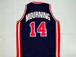 Details About Alonzo Mourning Team Usa Basketball Jersey Blue Dream Team Sewn New Any Size