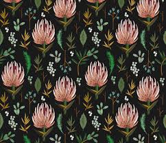 Colorful Fabrics Digitally Printed By Spoonflower Floral Study Dark Spoonflower Wallpaper Prints Botanical Wallpaper