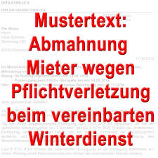 Maybe you would like to learn more about one of these? Mustertext Abmahnung Mieter Wegen Nichtdurchfuhrung Winterdienst