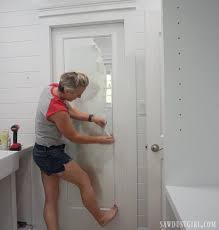 Most people have had a terrible experience with pocket doors in their life. Mirrored Pocket Door Jack And Jill Bathroom Update Sawdust Girl