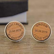 Today I Marry Wooden Cufflinks Engraved Wood Cufflinks Groom Cufflinks