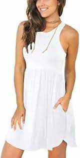 Longyuan Women S Summer Casual T Shirt Sundress Swimsuit Cover Ups With Pockets Plain Dress Casual Short Dresses Casual White Dresses For Women