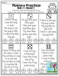 Fluency Practice Roll And Read A Simple Short Story With Cvc Words And Basic Sight Wo Reading Fluency Practice Reading Fluency Kindergarten Reading Activities