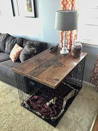 This functional dog crate keeps fido at bay—and makes a great end table too. Direwolf Dog Crate Table Top Dog Crate Table Diy Dog Crate Dog Crate Furniture