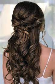 Trimming your classic brown hair into a flattering mid length haircut. 25 Ideas Hairstyles Curly Half Up Curls Bridesmaid Hair Medium Length Half Up Curls Wedding Hair Half