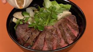 Beef Steak Donburi With Onion Ponzu Sauce Recipe Steak Rice Bowl Cooking With Dog Recipe Donburi Recipe Beef Donburi Recipe Beef Steak