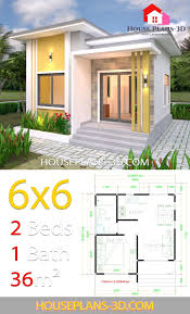 House Plans 6x6 With One Bedrooms Flat Roof In 2019 In 2020 Small House Blueprints Flat Roof House House Plans