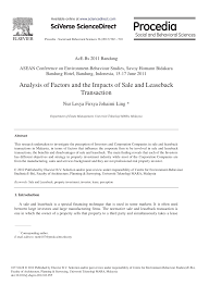 Tenancy agreement is very important for both of the landlord and tenant. Pdf Analysis Of Factors And The Impacts Of Sale And Leaseback Transaction