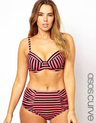 Asos High Waisted Bikini Pant With Stripe Pink Shopstyle Plus Swimwear High Waisted Bikini Bikini Pants Bikinis