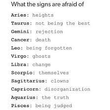 This is quite a major sign, so better not to avoid it. What Are Signs Afraid Of Sun Gemini Yes Moon Taurus Yes Ascending Aries Heights Yes Huh Who Knew This Work Zodiac Sign Traits Pisces Zodiac Society