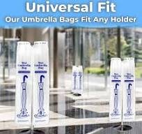 Heavy Duty Universal Fit Umbrella Rain Bags 100 Pk. Big Covers for Wet Umbrellas. Large Disposable Clear Plastic Sleeves Keep Church or Lobby Floors ...