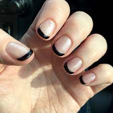 Black Tip French Manicure With Sparkles On Short Nails Orange Nail Designs Simple Nails How To Do Nails French tip long coffin nails ecbasket 500 pcs coffin nails acrylic nails vs gel nails difference and comparison diffen v shaped french tip nails black tip french manicure with sparkles