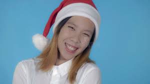 Beautiful Korean Girl Christmas Joy Stock Image