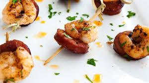 Transfer shrimp to a plate and serve with. Chorizo And Prawns Skewers With A Creamy Lemon Dip Sprinkles And Sprouts