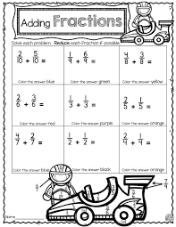 Adding Fractions Color By Code Worksheets Adding Fractions Fractions Fractions Worksheets