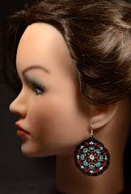 Native American Beaded Earrings, Round Beaded Earrings