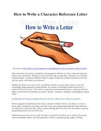 How To Write Charater Reference Letters