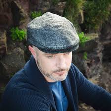 Tweed Flat Caps Irish Hats Mens Leather Peak Cap Men's Tweed Flat Cap  Borges Scott