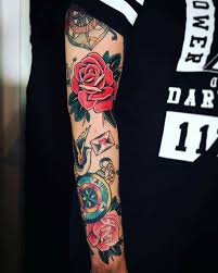 Oldschooltattoos Traditional Rose Tattoos Sleeve Tattoos Traditional Tattoo