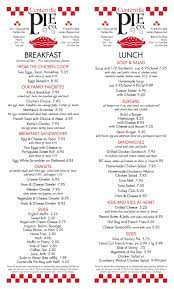 Menus Centerville Pie Co Pie Restaurant Walnut Chicken Salad Pie Co