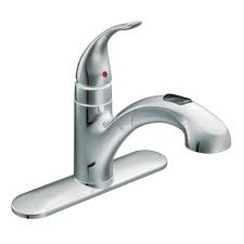 A single handle faucet has hot and cold valves that are part of the spout assembly. 67315srs C Moen Integra Pull Out Single Handle Kitchen Faucet With Duralock Reviews Wayfair
