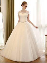Sammlung von zankyou weddings deutschland. Brautkleider Prinzessin Elfenbeinfarbe Mit Rundkragen Brautkleider Hochzeit Tull Braukleider Unter 100 Bodenlang Kurzarm Und Schnurung Milanoo Com