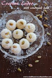 Coconut Ladoo Recipe With Condensed Milk Quick And Easy Indian Sweet Recipe Made With Just Two Ingredient Coconut Ladoo Recipe Recipes Condensed Milk Recipes