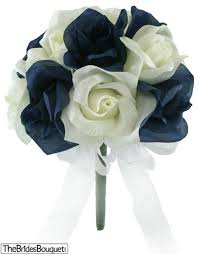 Maybe you would like to learn more about one of these? Navy Blue Ivory Rose Garden Stem Bridal Bouquet Wedding Etsy Silk Flowers Wedding Fake Flower Bouquet Blue Wedding Bouquet
