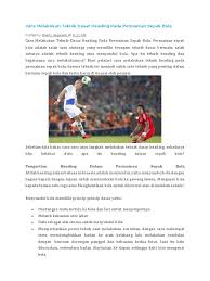 Check spelling or type a new query. Cara Melakukan Teknik Dasar Heading Pada Permainan Sepak Bola