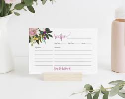 Recipe Card Printable Recipe Card Bridal Shower Recipe Card Template Bliss Paper Boutique