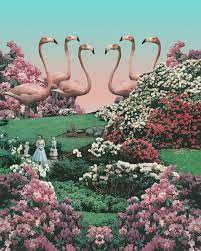 Flamingo Park Framed Art Print By Leafandpetal Vector Black Medium Gallery 20x26 Collage Art Projects Collage Art Futurism Art