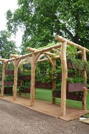 Round Pole Timber Frame Garden Pergola See More Projects At Www Roundwooddesign Co Uk Rustic Pergola Garden Structures Garden Design