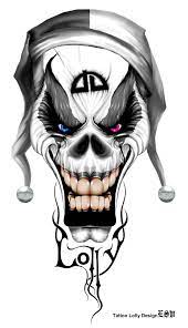Lolly Tattoo Design Badass Drawings Evil Jester Skulls Drawing