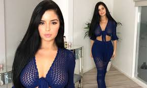 Demi Rose flashes her nipples in sheer crochet co-ord | Daily Mail Online