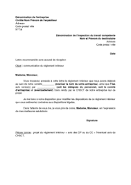 Exemple de r?glement int?rieur d une entreprise. Exemple Gratuit De Lettre Accompagnant Envoi Reglement Interieur A Inspection Travail