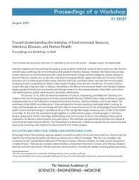 Toward Understanding The Interplay Of Environmental Stressors Infectious Diseases And Human Health Proceedings Of A Workshop In Brief Toward Understanding The Interplay Of Environmental Stressors Infectious Diseases And Human Health