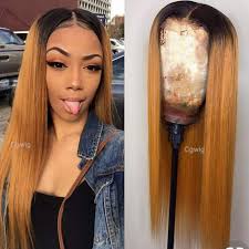 So while surfing around youtube the other day, i stumbled upon this tutorial by tricia montaque on how to dye dark natural hair to a honey(affiliate link) blonde color. Cg Lace Front Wigs Ombre Wig Honey Blonde Hair Synthetic Lace Front Wigs For Black Women 1b 27 Color 24 Inch Long Straight Hair 150 Density Buy Online In Japan At Desertcart Productid 148954477